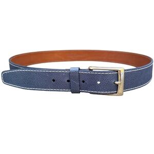 Allen Edmonds Mens 40 Belt Blue Pebbled Leather Contrast Stitch 99913 USA